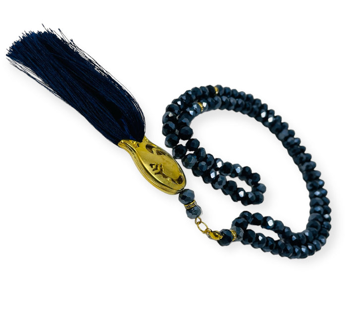 Black Crystal Prayer Beads, Tasbih, Misbaha, Eid Islamic Gift, worry beads-theislamicshop.com