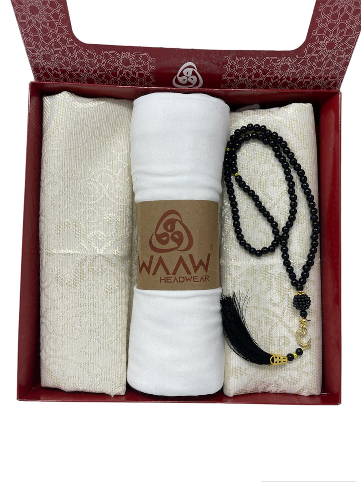 Beautiful Gift Box Prayer mat with Tasbeeh & Scarf-theislamicshop.com