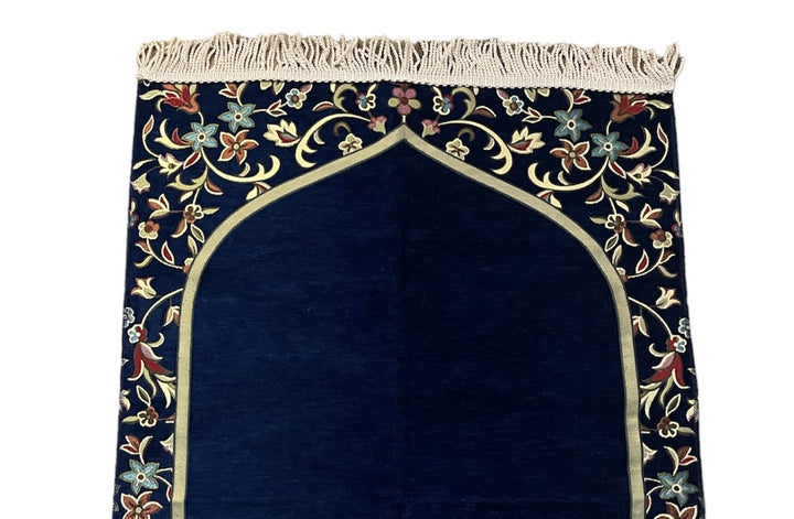 Masjid Nabawi design chenille  prayer mat Good Quality Blue-TheIslamicshop.com