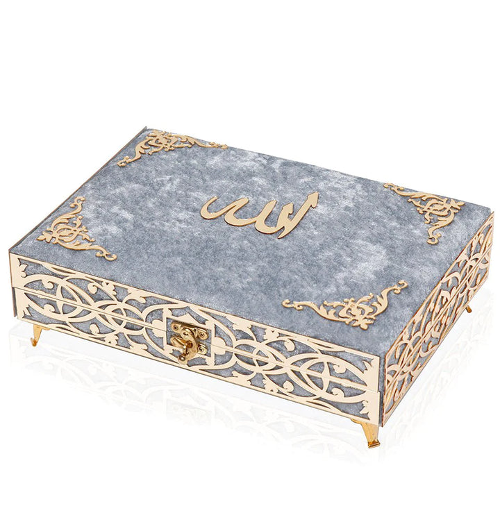 Holy Quran Keepsake Ikra Gift Set for Women - With Hijab & Tasbih - Silver-theislamicshop.com