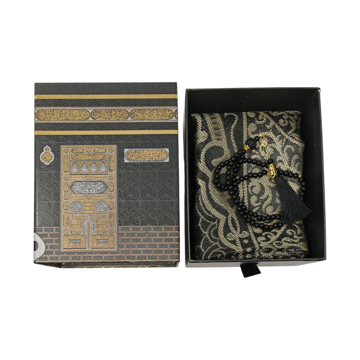 Gift Kaba Box with Prayer Mat rugs Janamaz and Tasbeeh-theislamicshop.com