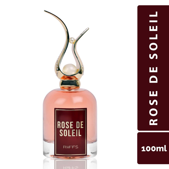Riiffs Rose De Soleil fragrance displayed on a vanity