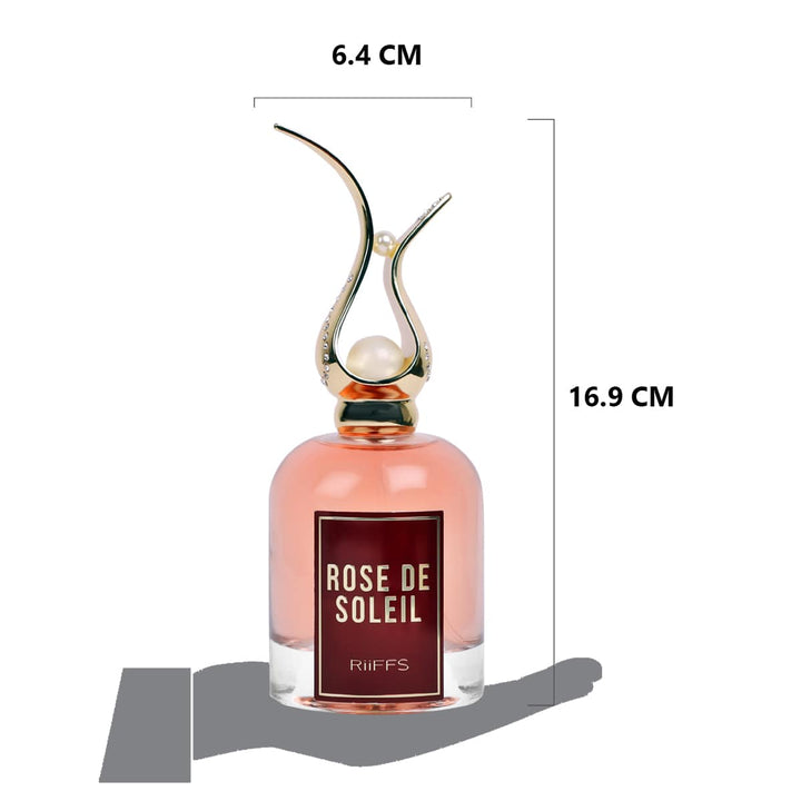 Close-up of Riiffs Rose De Soleil perfume bottle