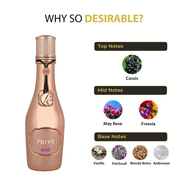 Elegant rose gold Prive Rose by Riiffs perfume bottle – 100ml Eau de Parfum for women