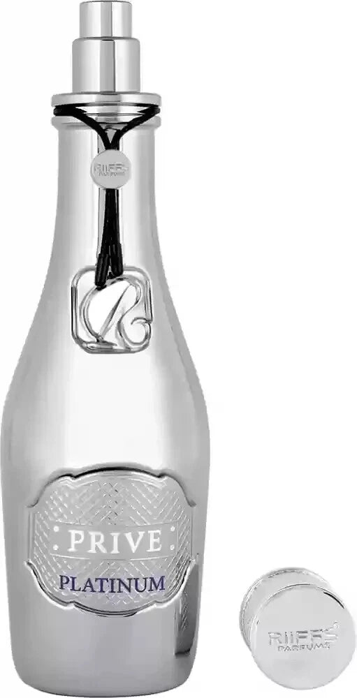 Riiffs Prive Platinum Unisex Eau de Parfum 100ml – silver perfume bottle, fresh citrus woody fragrance