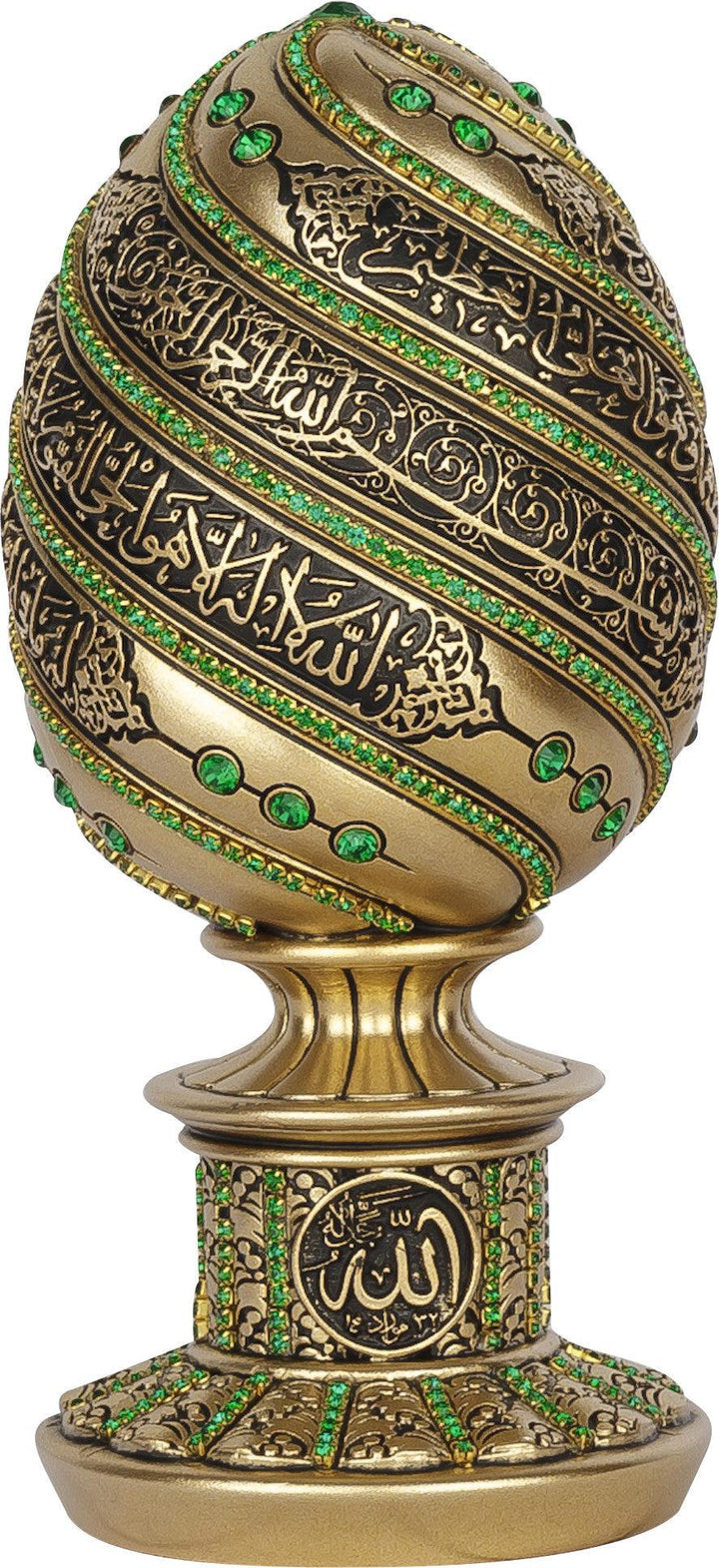 A beautiful golden and black egg sculpture engraved with Ayatul Kurs- BB-0931- 1648 - The Islamic Shop