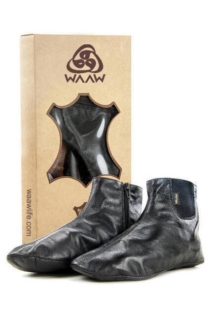 Black Leather wudu socks - The islamic Shop