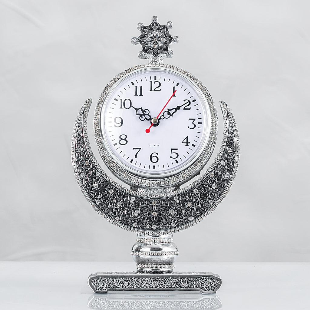 Crescent Star Table Clock Gold And silver theislamicshop.com – The ...