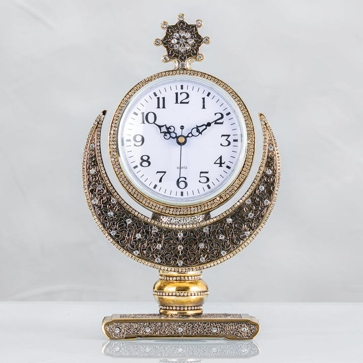 Crescent Star Table Clock Gold And silver - The Islamic Shop