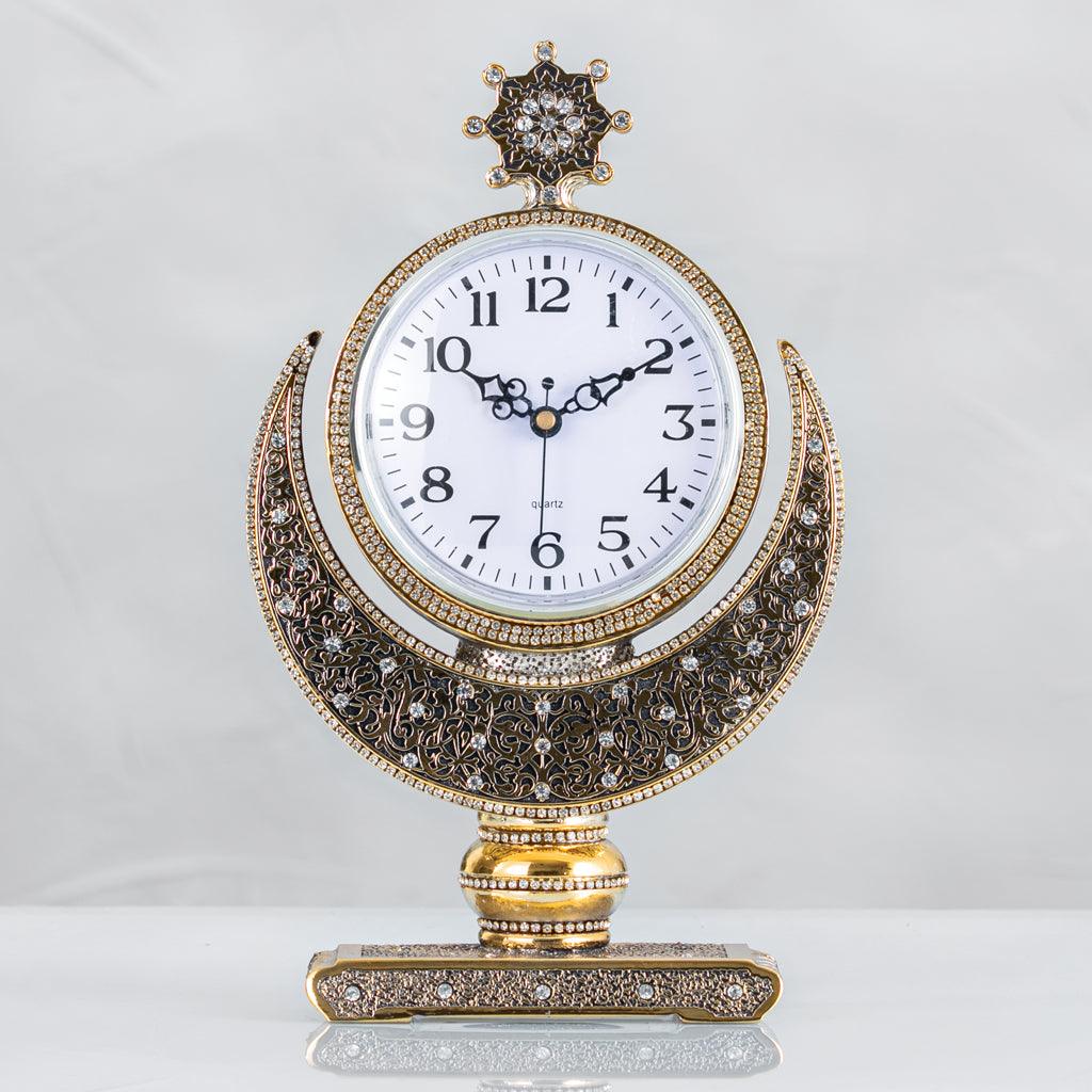 Crescent Star Table Clock Gold And silver theislamicshop.com – The ...