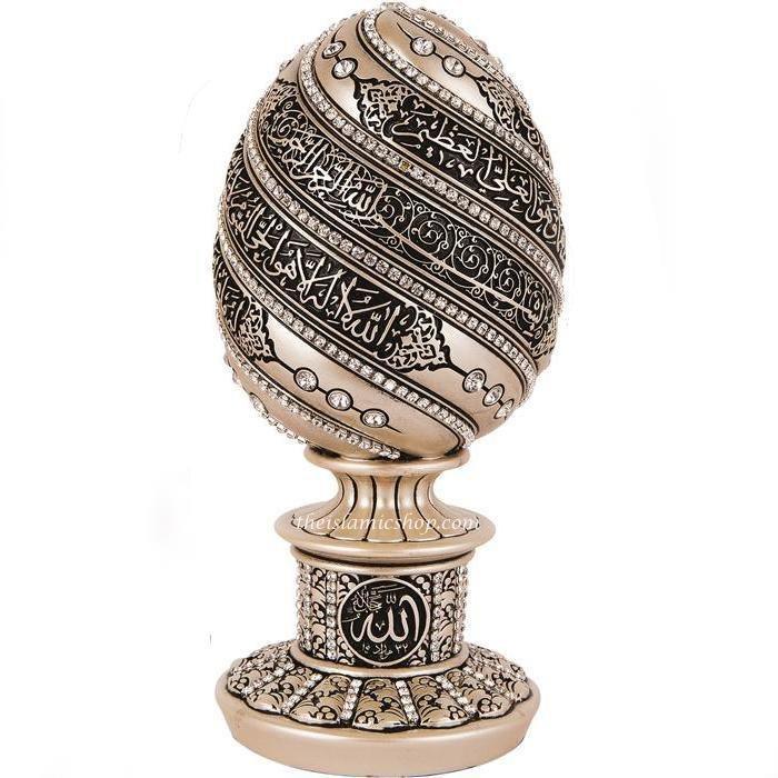 Islamic Table Decor Ayat al Kursi Egg Mother of Pearl colour BB-0931-1657-theislamicshop.com