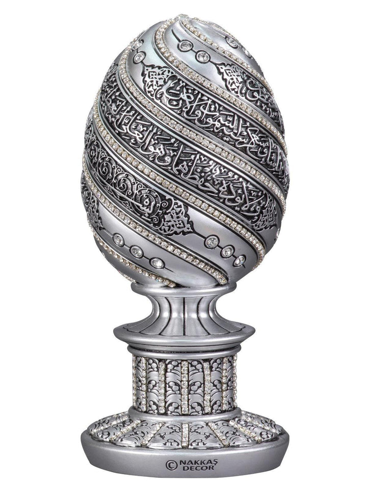 Islamic Table Decor Ayatul Kursi Egg Silver-theislamcshop.com