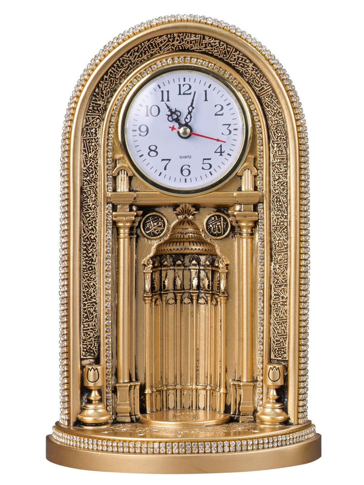 Islamic Table Decor Clock With Ayatul Kursi Mihrab (NKBY-3314S1)-theislamicshop.com