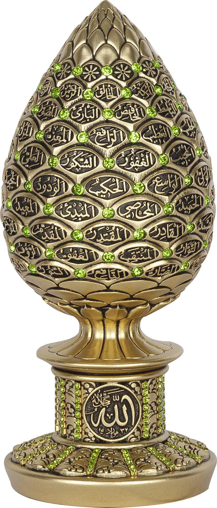Islamic Table Decor Golden pine cone with Blue stones - 99 Names of Allah Alif collection BB-0913-1636-theislamicshop.com
