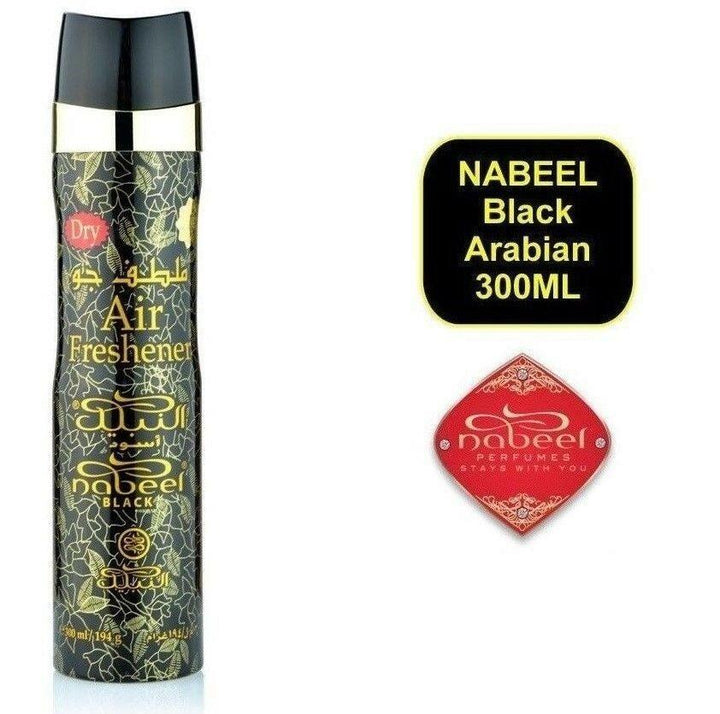 Nabeel Black Air Freshener 300ml Floral-Woody-Musky Incense Spray - The Islamic Shop