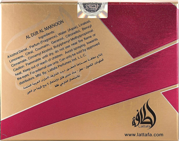 Al Dur Maknoon Gold 100ml EDP Spray for Women by Lattafa-theislamicshop.com