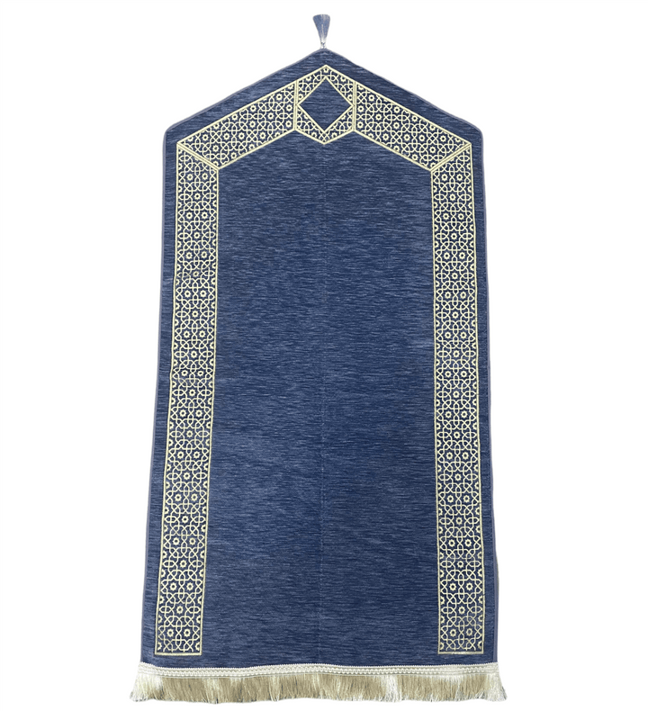 Waaw Premiup chenille  prayer mat With Tassel/Blue High Quality-TheIslamicshop.com