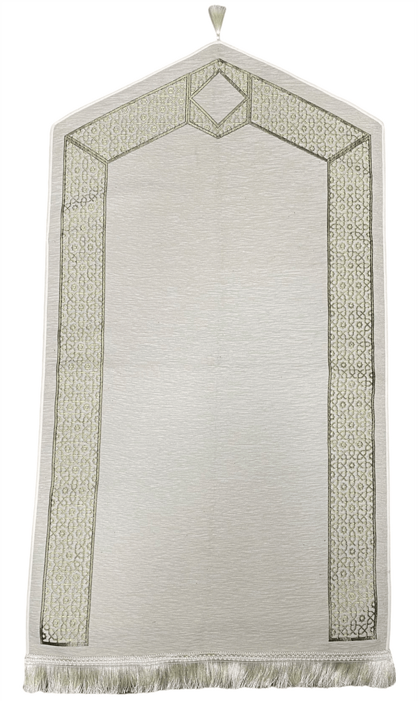 Waaw Premiup chenille  prayer mat With Tassel/Gold-Green High Quality-TheIslamicshop.com