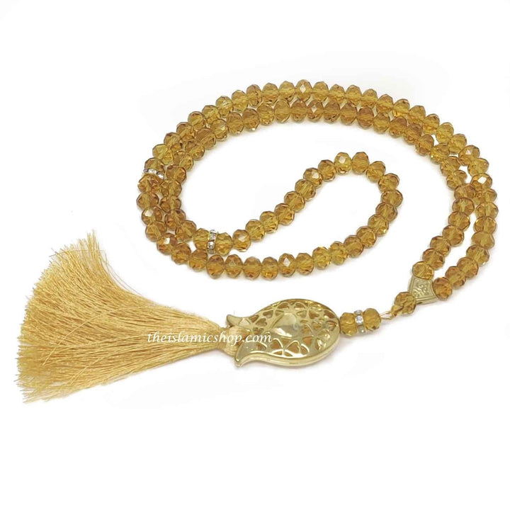Yellow Crystal Prayer Beads, Tasbih, Misbaha, Eid Islamic Gift, worry beads - The Islamic Shop